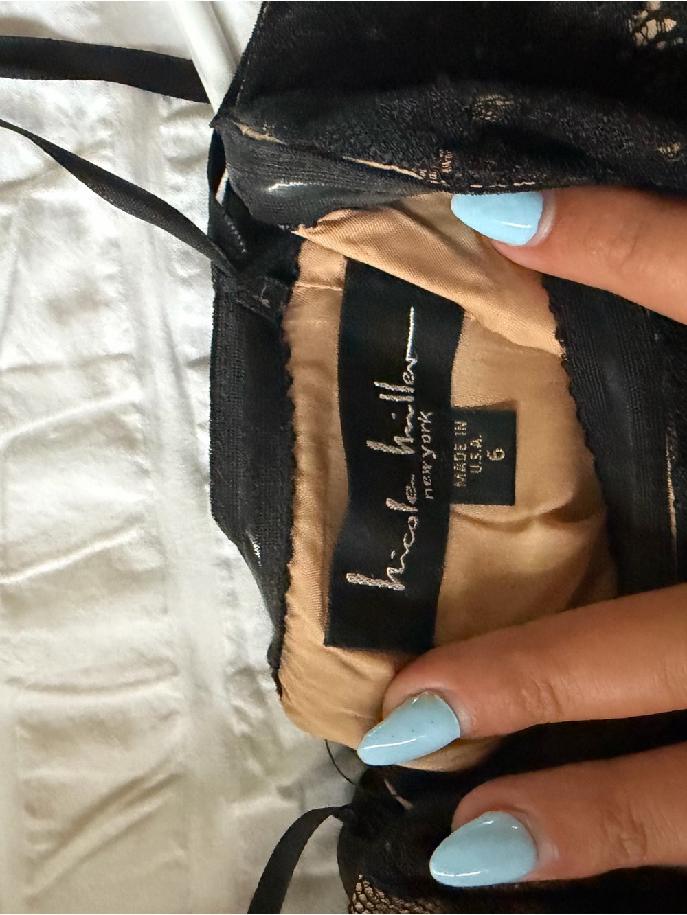 Nicole Miller Black Lace Slip with Nude Lining - Picture 3 of 3